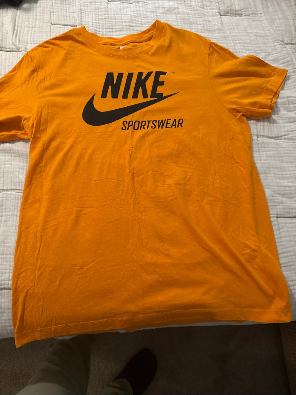 Nike Men's Bright Orange Sportswear Tee with Black Logo - Picture 1 of 1